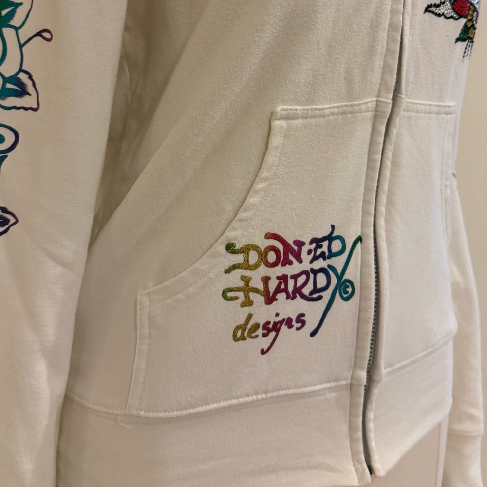 Ed Hardy Love Kills Slowly Heart white Zip-up Hoodie - Picture 5 of 13